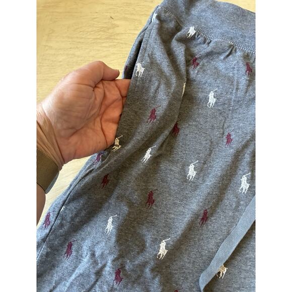 Polo Ralph Lauren Mens Med 100% Cotton Gray Sleep Shorts AOP Pony Logo MSRP $50 - Picture 3 of 11